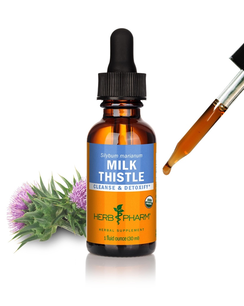 Herb Pharm Milk Thistle Liquid Extract: Organic Silybum marianum Extract Health Jaterní Function Support, Cleanse & Detoxify, Fast- Absorbing Milk Thistle Herbal Supplement, Až do ~ 3 týdnů dodávky, 1 oz *