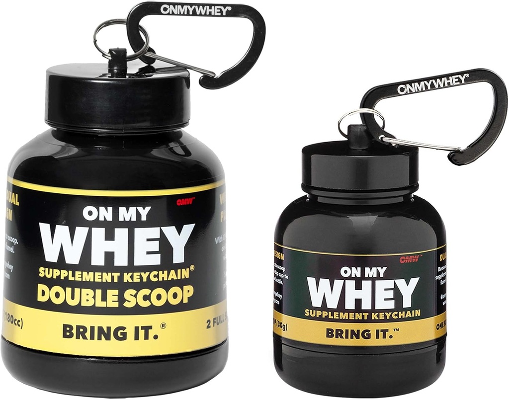 ONMYWHEY Protein Powder Container to Go - Cestovní vodní láhev Funnel pro směsi, Přenosné předWorkout Doplněk Kontejnery & Dipenser Funnels, Mini Presping doplňky Holder Keychain Lahve