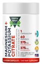 Magnesium Citrát + Draslík 60 Premium Vegan Kapsle (Citrát 375 mg) + (375mg Draslík) Non GMO, Lepek zdarma - Vysoká absorpční doplněk Vyrobeno v USA