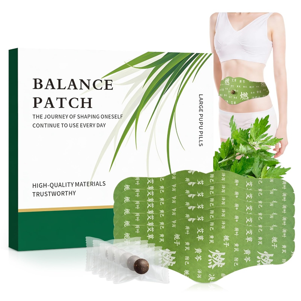 Bylinné Patch Pad Balance - Mugwort Bylinné Navel Záplaty pro menstruační křeč Relief, Podpora Redukce sníženého vzhledu, Promotes Abdominal Comfort Non- Irritating Design 1 Krabičky 5 Kousek (1 box)
