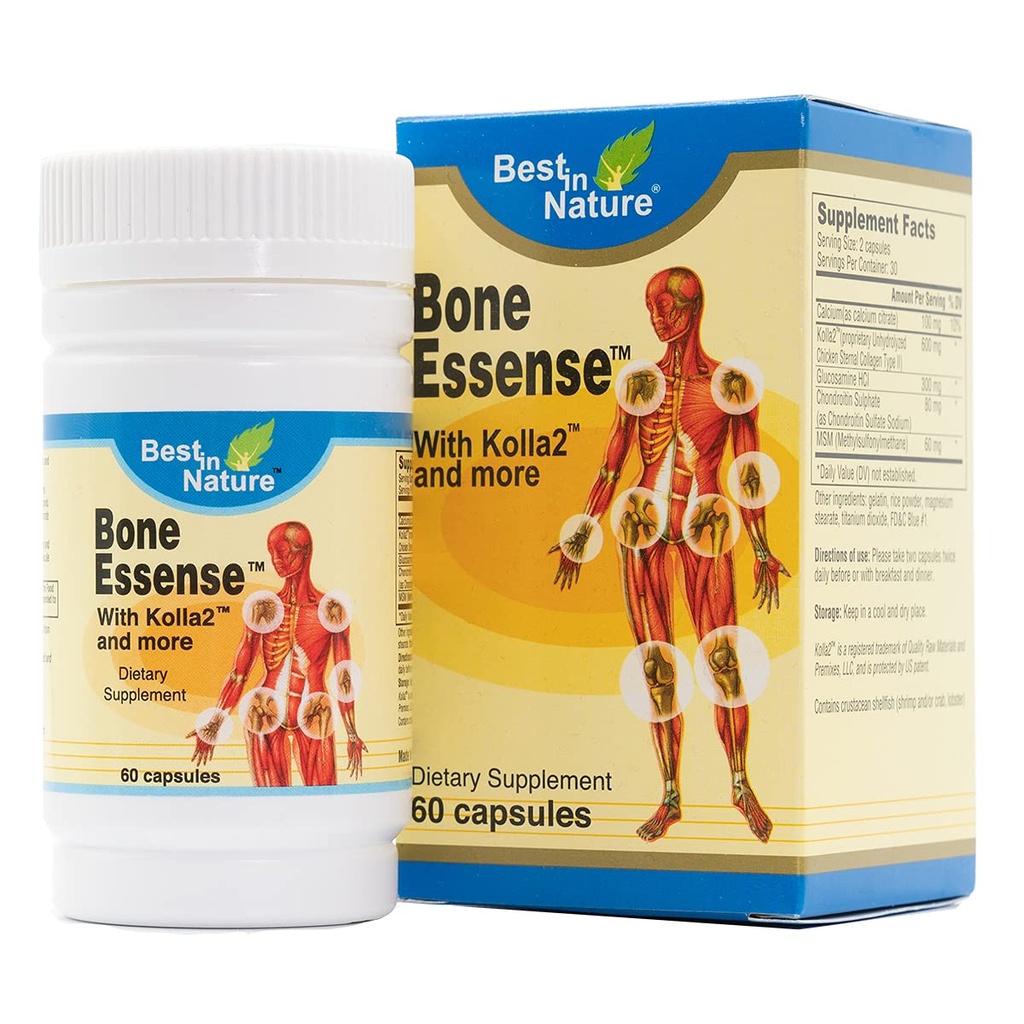 Kostní Essense s Kolla2 (typ II Collagen) - Kostní a společný doplněk zdraví. (60 Počet)