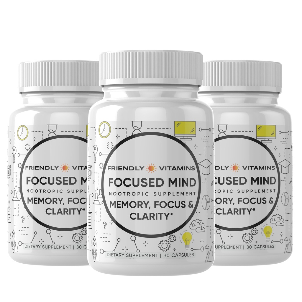 Zaostřená mysl - Denní doplněk mozku pro podporu paměti a zaměření 124; Nootropic pro koncentraci, duševní jasnost a energie mozku 124; Kognitivní dodatek pro práci, školu, nebo každodenní potřeby