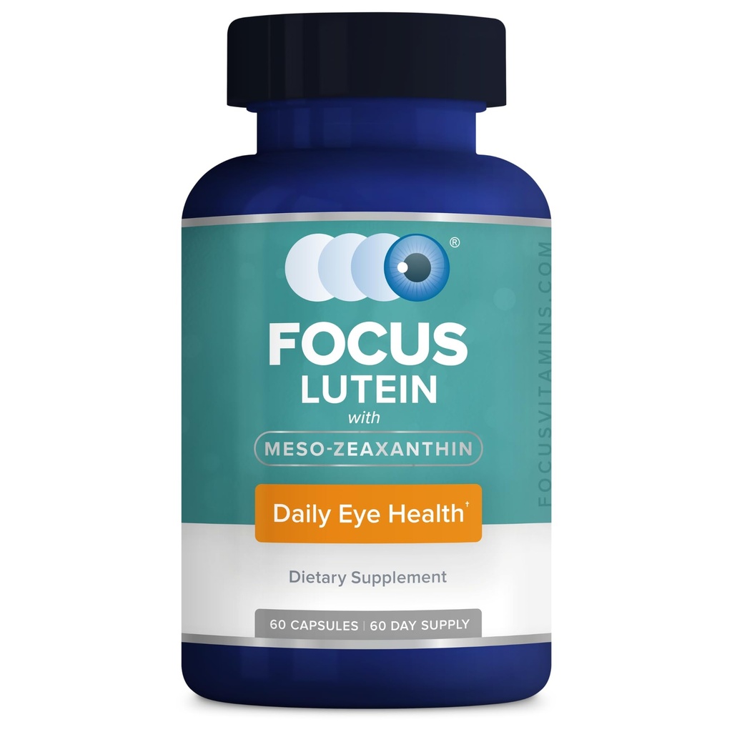 Focus Lutein pro oči s Meso- Zeaxanthin, Doplněk k vitamínu, 60 Počet, 60 Day Supply, Denní Vision Podpora digitálních obrazovek, Světlá světla, Sluneční světlo, Vegan a Sugar- Free, Made in USA