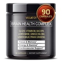 VEGATOT Brain Booster Brain Health Complex Concentrated with CoQ-10 VIT B6 Lion 's Mane Ginkgo Biloba Lemon Balm Ginseng - Focus Memory Energy