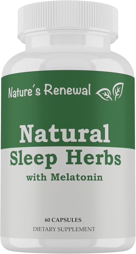Příroda je obnovující přírodní spánkový doplněk - Melatonin, kořen Valerie, Ashwagandha, hořčík, heřmánek, noční homeopatická bylinná pomoc pro dospělé - 60 Kapsle