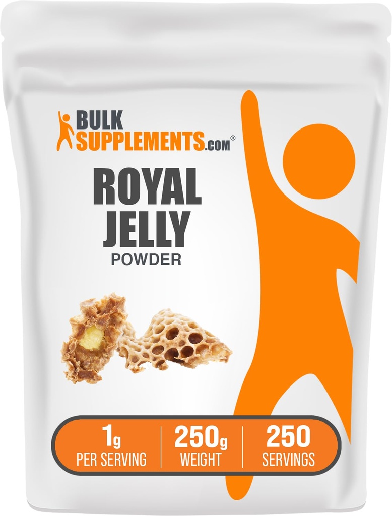 Bulksupplements.com Royal Jelly Powder - Royal Jelly Supplement, pro Imunitní podporu - Gluten Free, 1g per Serving, 250g (8.8 oz) (Balení po 1)