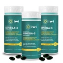 Iwi Omega-3 Essential, 90 Softgels (90 Servings), Plant- Based Algae Omega 3 s EPA + DHA, Brain, Heart & Imunitary Support Dietary Supplement, Krill & Fish Oil Alternative, No Fishy After taste