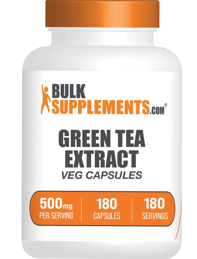 BulkSupplements.com Zelený čaj Extract Kapsle - Zelený čaj dodatek, Zelený čaj Extract 500mg, Zelený čaj Pills - Vegan & gluten zdarma, 1 kapsle per Serving, 180 Veg Kapsle (Balení po 1)