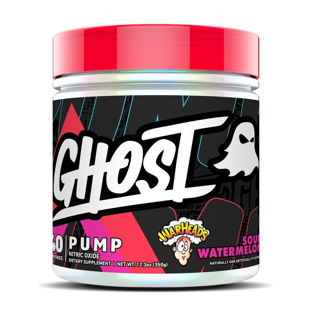 GHOST Pump Nitric Oxide Powder, Warhead Sour Watermeloun - 40 Servings - Sugar & Stim- Free Pre- Workout Supplement- L- Citrulline, Arginine Nitrate & L-Glutathione - Soy & Gluten- Free, Vegan