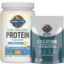 Zahrada života Protein & Creatine Bundle - Vegan Vanilla Protein Powder 20 Servings with BCAA, Probiotics & Enzymes + Creatine Monohydrát Pre Workout 60 Servings for Muscle, Force & Performance
