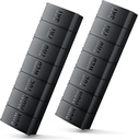Velký Pořadatel pilulek 2 Pack, Easy- Open Týdenní Pořadatel pilulek, XL Denní Pořadatelé pilulek, 7 Den Medicine Pořadatelé pilulek, Medicine Box 7 Den pro velké vitamínové doplňky (Double Black)