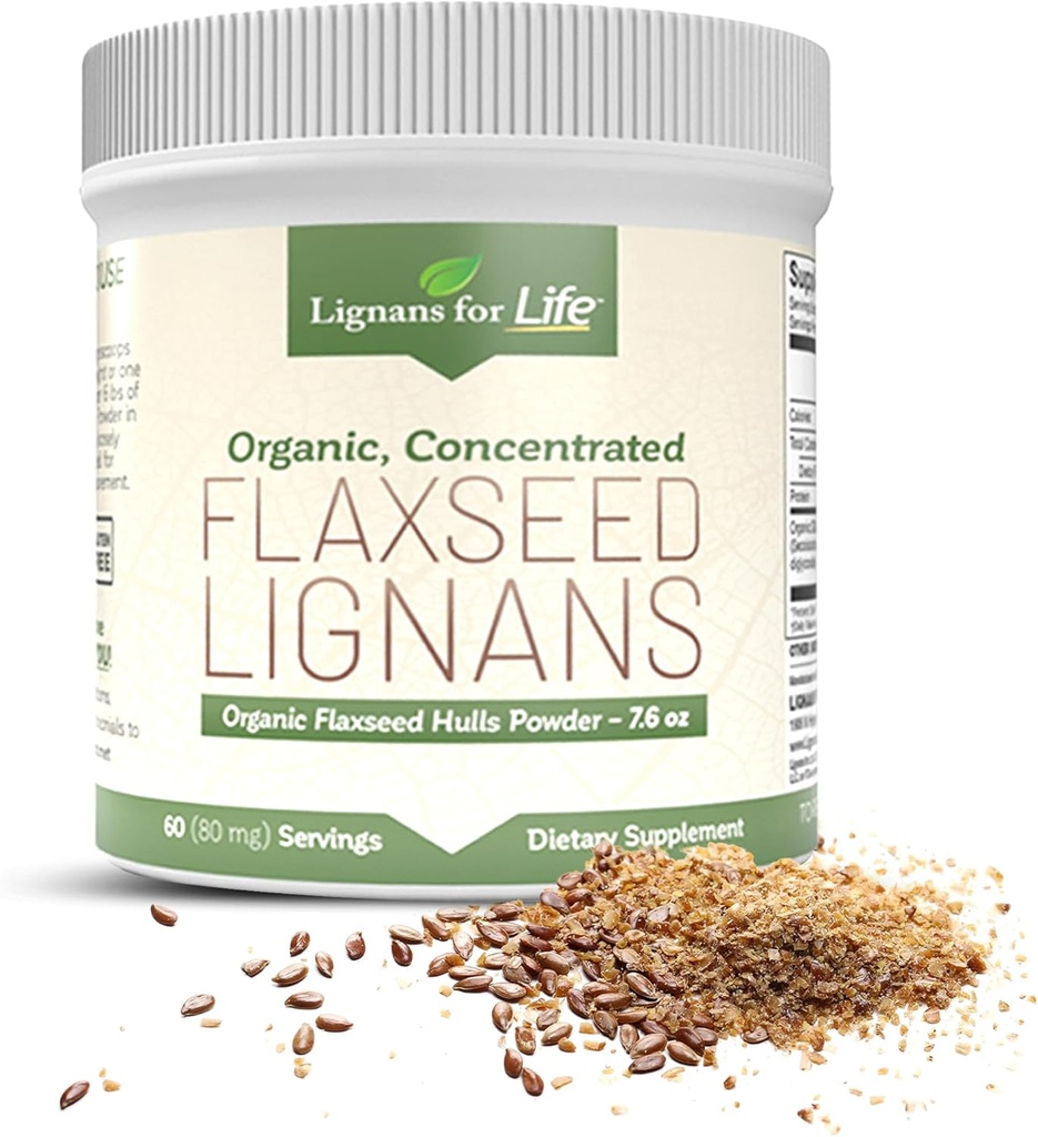 Lignans for Life - Přírodní objemový půdní lněný prášek - Omega 3 & 6 mastné kyseliny plněné vysokým vláknem antioxidanty - Podpora zdravého srdce a vlasů, Zdravý imunitní systém - 60 Servings 80mg na kartu, 1 balení