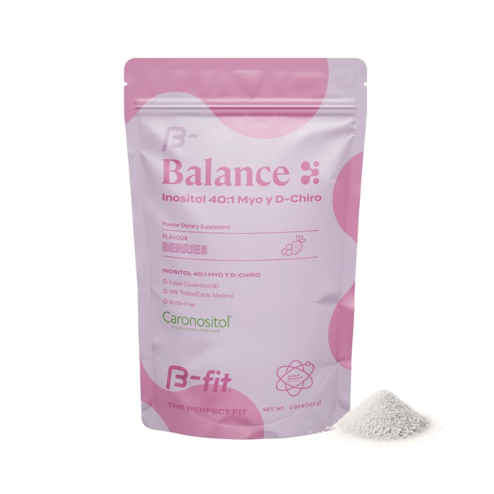 Inositol Balance 150g - Inositol 40: 1 Myo & D-Chiro - Práškový doplněk stravy - Berry Flavor - Kyselina listová - Žádné přísady - 100% čisté - láhev bez