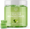FIOR Creatine Gummy - Nejlepší Creatine Monohydrát Žvýkací, 60 Počet, Cvičení & Protein Dodatek, Kognitivní Vylepšení, Sour Green Apple Flavor, 30 Služeb