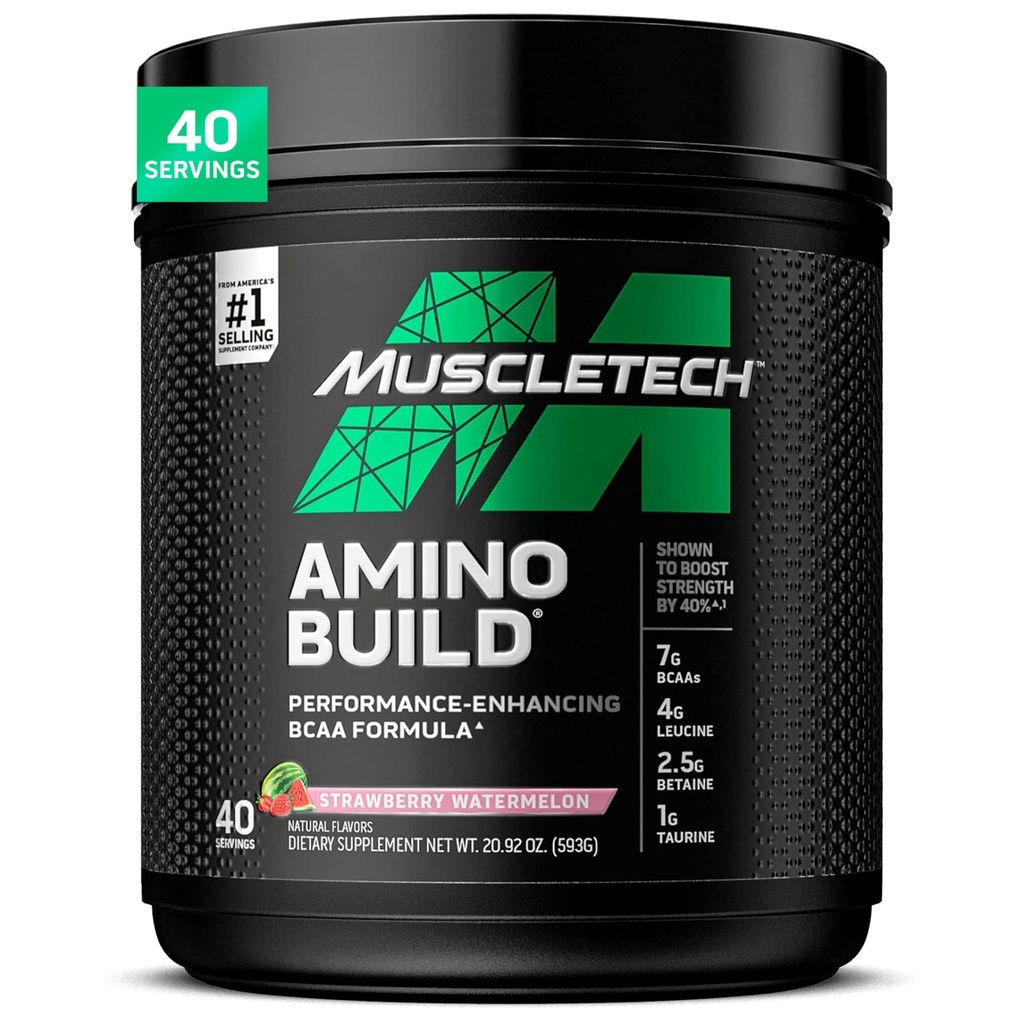 MuscleTech CLAS124; BCAA Amino Acids + Electrolyte Powder CLAS124; 7g BCAA + Electrolytes Support CLAS124; Build Lean Muscle & Boost Endurance CLAS124; Jahodový meloun CLAS124; 593 gramů CLAS124; 40 porcí