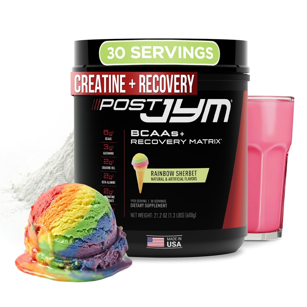 JYM dodatek Věda Post JYM Aktivní Matrix Rainbow Sherbet Amino Recovery Powder Pure Creatin HCL, BCAA je, glutamin, karnitin, Betaine, Taurin pro sílu, opravy, Výkon 30 Služeb