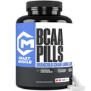 Crazy Muscle 3000mg BCAA pilulky (80 dní dodávky) s Optimum 2: 1: 1 Poměr rozvětvených řetězců aminokyselin pro obnovu a růst, 1000mg BCAA na pilulku (více než BCAA kapsle) 240 tablet