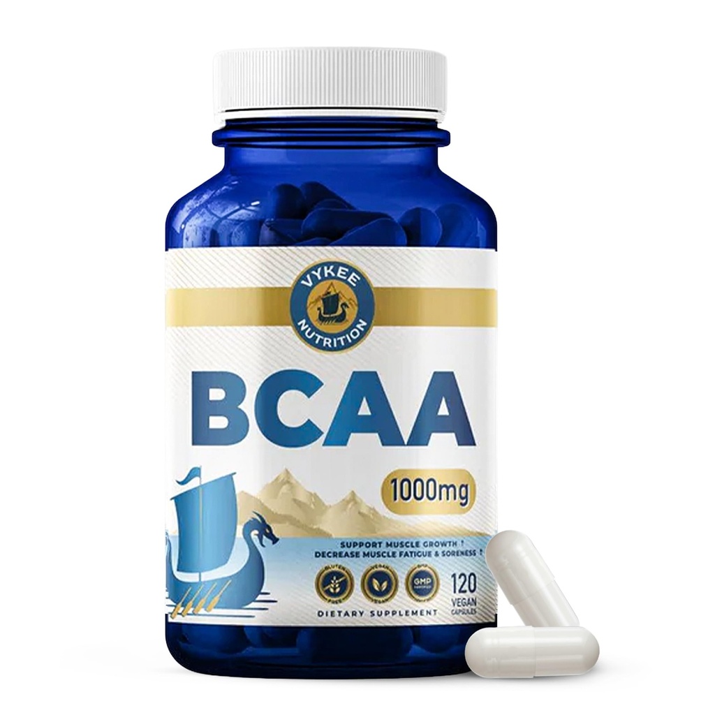 Vykee Nutrition BCAA Kapsle - Podporuje růst svalů, zotavení, & protein Syntéza - Vegan, Non- GMO, gluten- Free - 1000 mg, 120 Počet