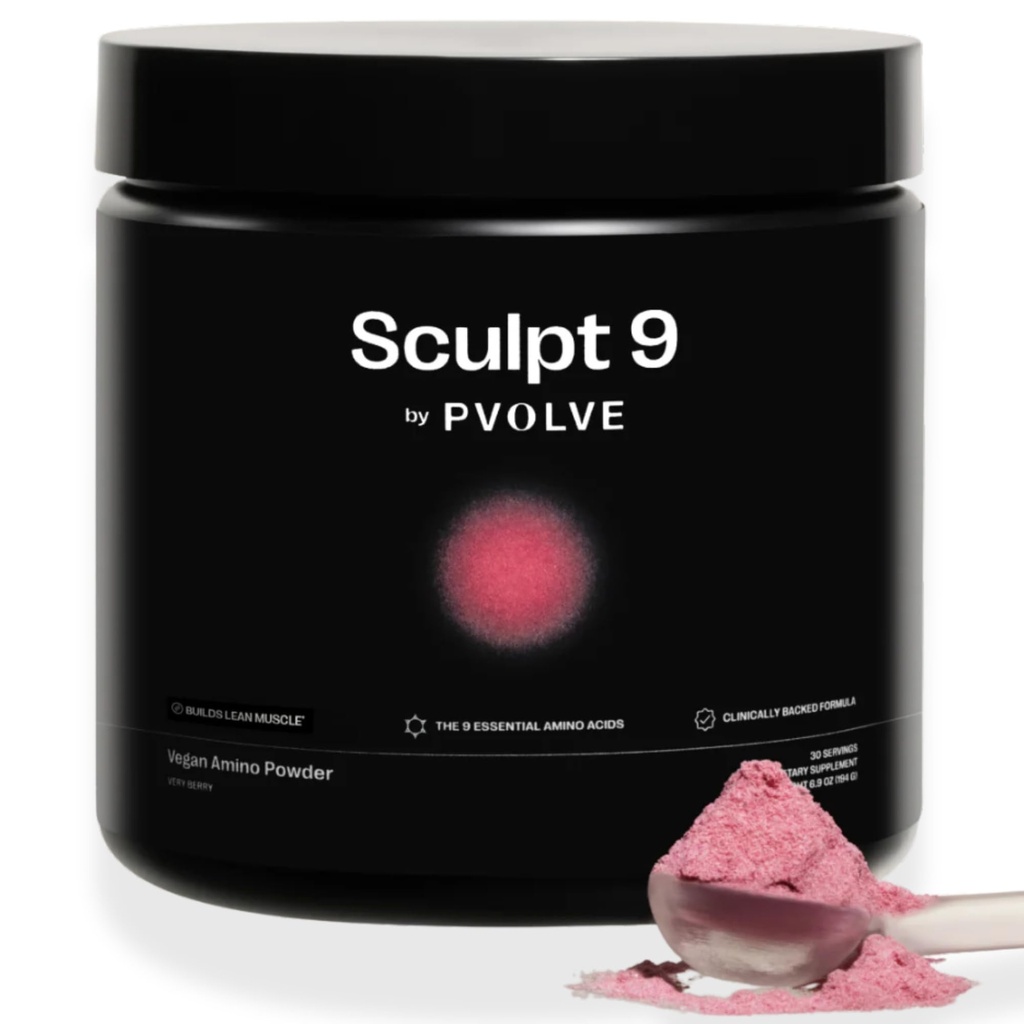 PVOLVE Sculpt 9 EAA & BCAA prášek pro ženy CARL 124; velmi Berry Flavor CARL 124; Essential Amino Acids Supplementer for Lean Muscle, Recovery & Strength CARL 124; Non- GMO