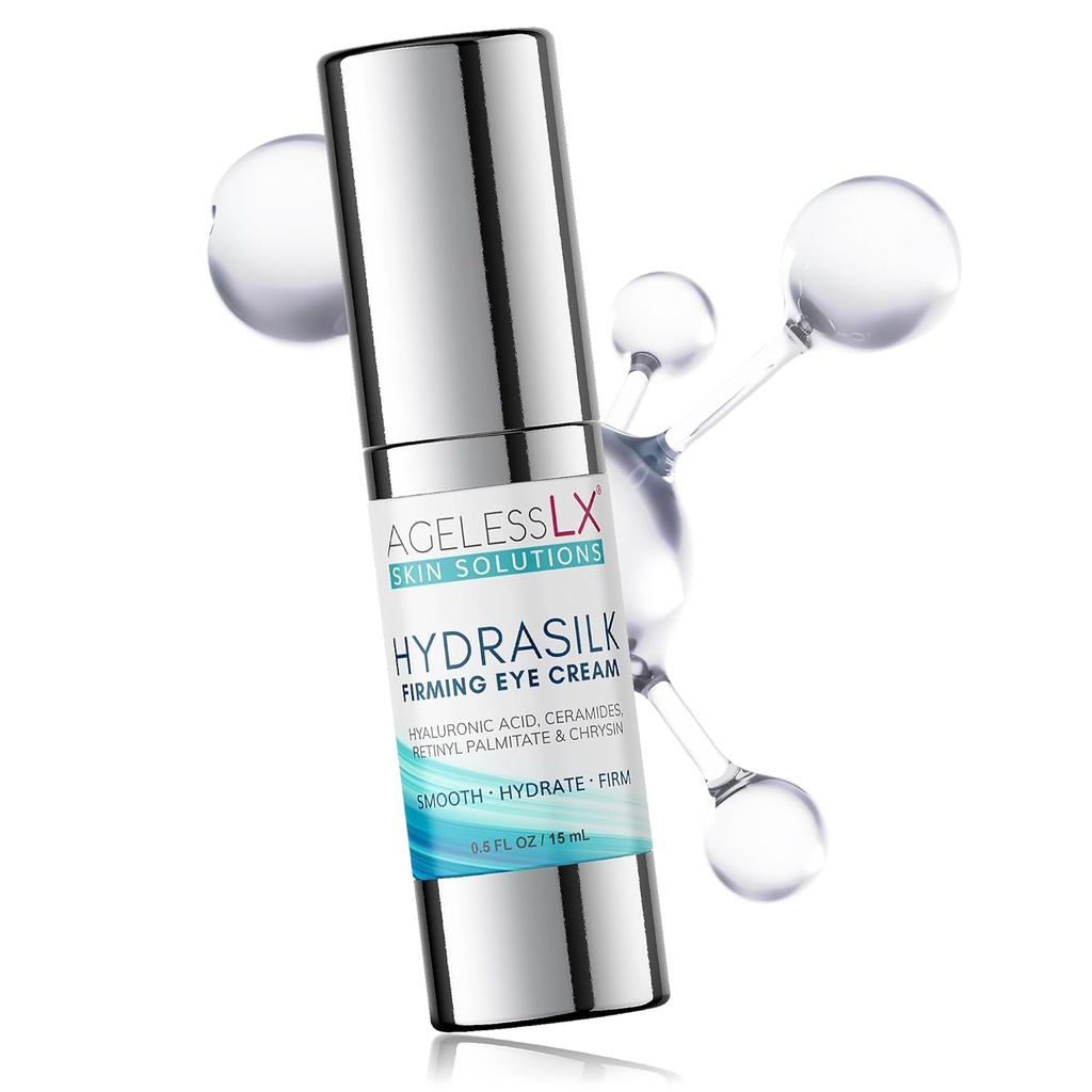AgelessLX - Hydrasilk Eye Cream - Firming Under Eye Cream for Dark Circles and Puffness - Hyaluronic Acid Moisturizer for Wrinkles, Fine Lines a Puffy Eye Bags - 0.5 OZ