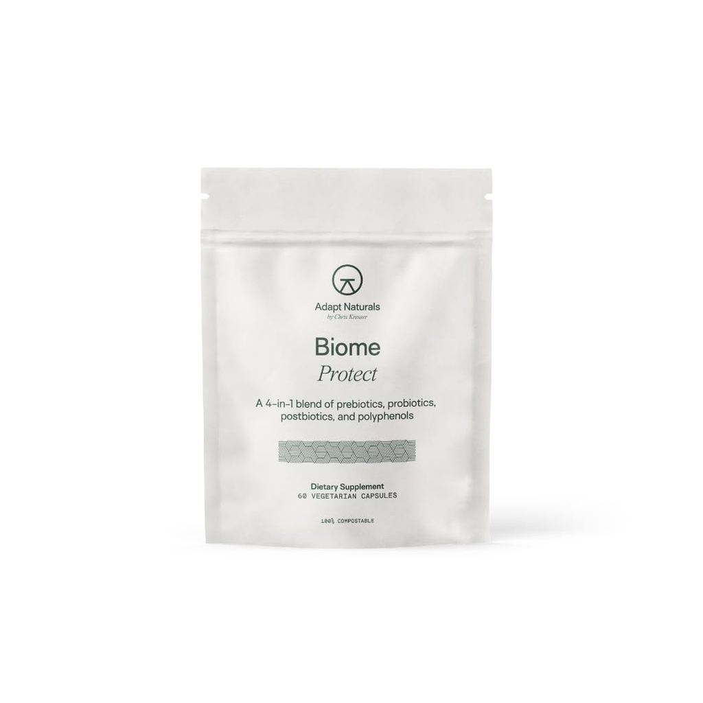 Adaptovat Naturals 4- in-1 Biome Protect Prebiotics, Probiotika dodatek Postbiotika & Polyfenoly pro mikrobiom, Gut zdraví a obrany pro ženy a muže, 30 denní dodávky