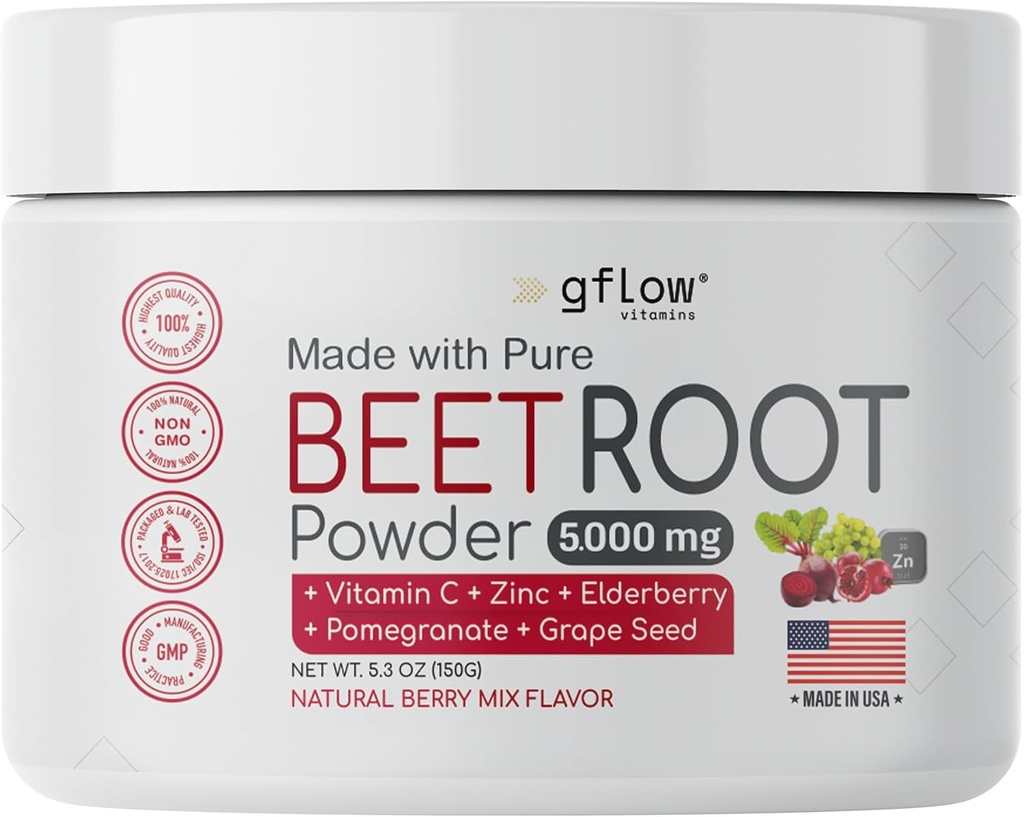 Kořen řepy Powder - Nitric Oxide Boost a srdce Zdraví - Non- GMO Superfood Dodatek - Natural Berry Mix Flavor, 30 Doručování