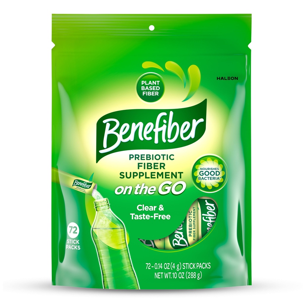 Benefiber On The Go Prebiotic Fiber Supplement Prášek pro stravitelné zdraví, Denní Fiber, Neochucené - 72 Sticks