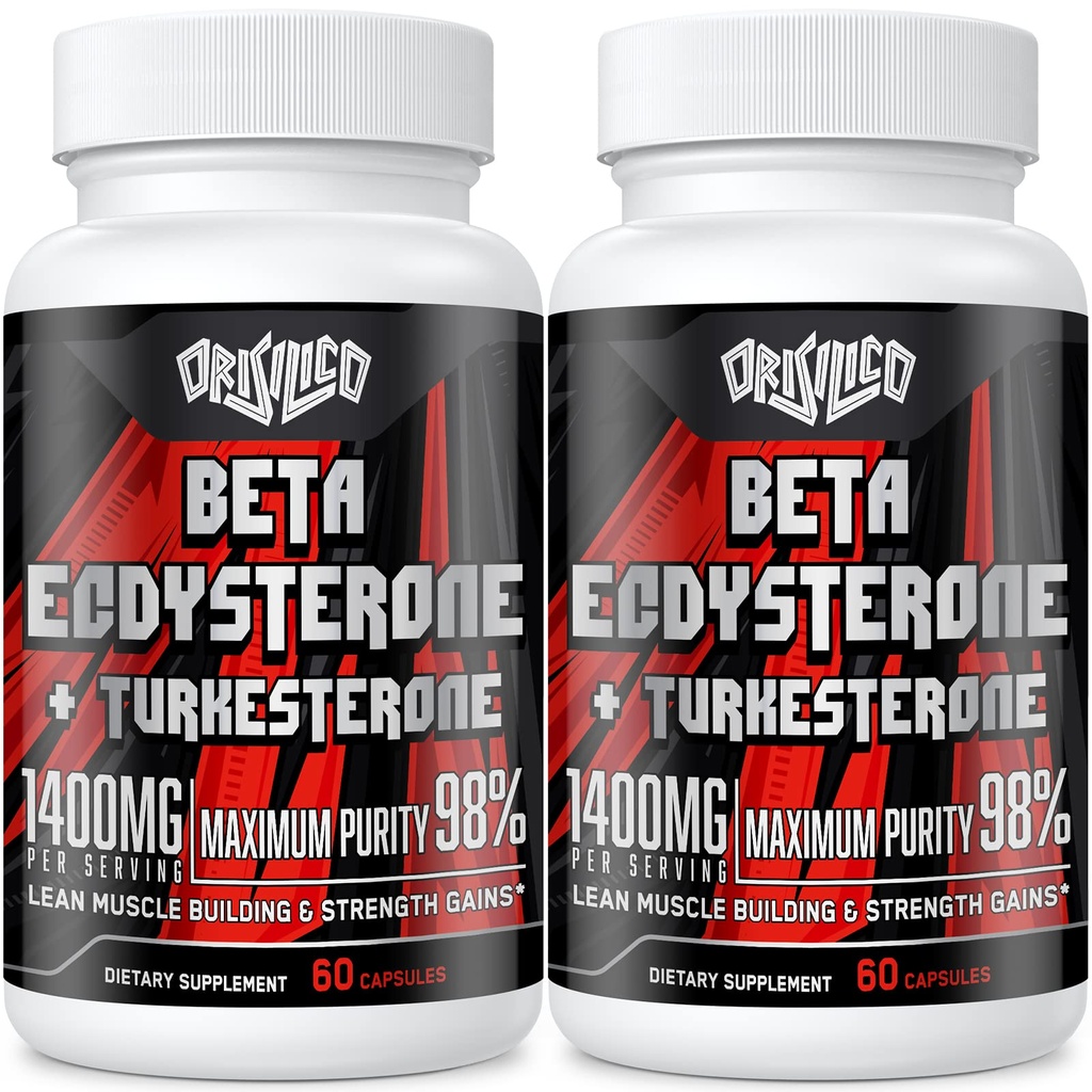1400mg Beta Ecdysterone a Turkesterone doplňky, Maximalizováno 98% Beta Ecdysterone & 20% Turkesterone Extract pro svalovou hmotu, sílu, proteinové syntetizace, 120 Kapsle