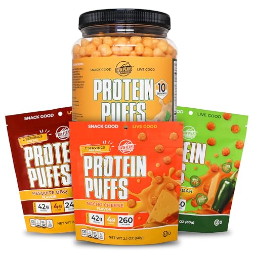 Twin Peaks Low Carb, Keto Friendly Protein Puffs, Česnek Parmesan (300g, 21g Protein, 2g Carbs) + Twin Peaks Ingredients Low Carb, Keto Friendly Protein Puffs, (Variety Pack, 2.1 Ounce), 2 Servings,