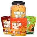 Twin Peaks Low Carb, Keto Friendly Protein Puffs, Česnek Parmesan (300g, 21g Protein, 2g Carbs) + Twin Peaks Ingredients Low Carb, Keto Friendly Protein Puffs, (Variety Pack, 2.1 Ounce), 2 Servings,