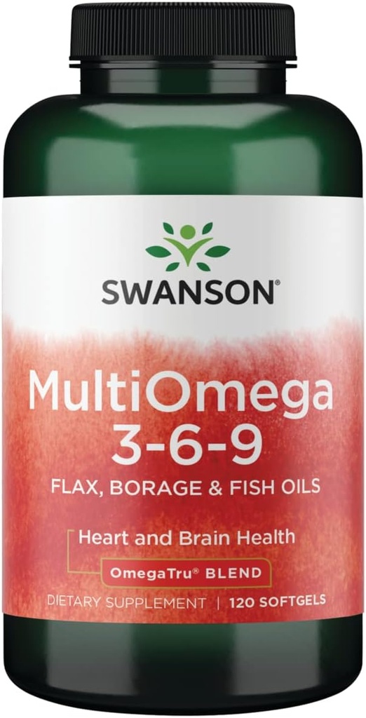 Swanson Multiomega 3-6-9 (Flax Borage Fish) 2400 miligramů 120 Sgels