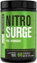 Jacked Factory NITROSURGE Pre Workout Dodatek - Nekonečná energie, Instant Strength Gains, Clear Focus, Intenzivní čerpadla - NO Booster & Powerful Preworking Energy Powder - 60 Služeb, Arctic White