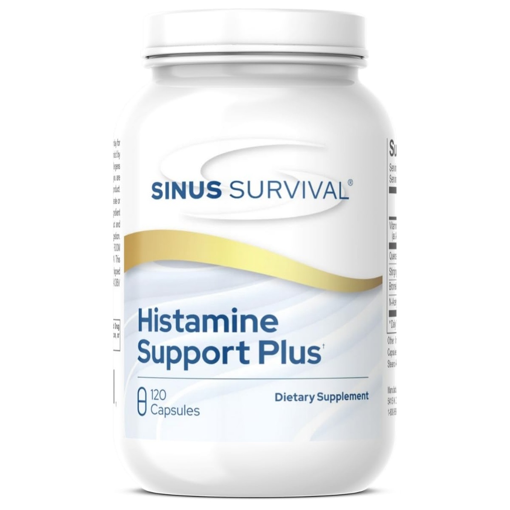 Histamine Support Plus - Přírodní Histamine Block & Alergics Relief Dodatek - Podporuje Sinusové zdraví, imunitní rovnováhu & Non-Drowsy Histamine Regulation - (120)