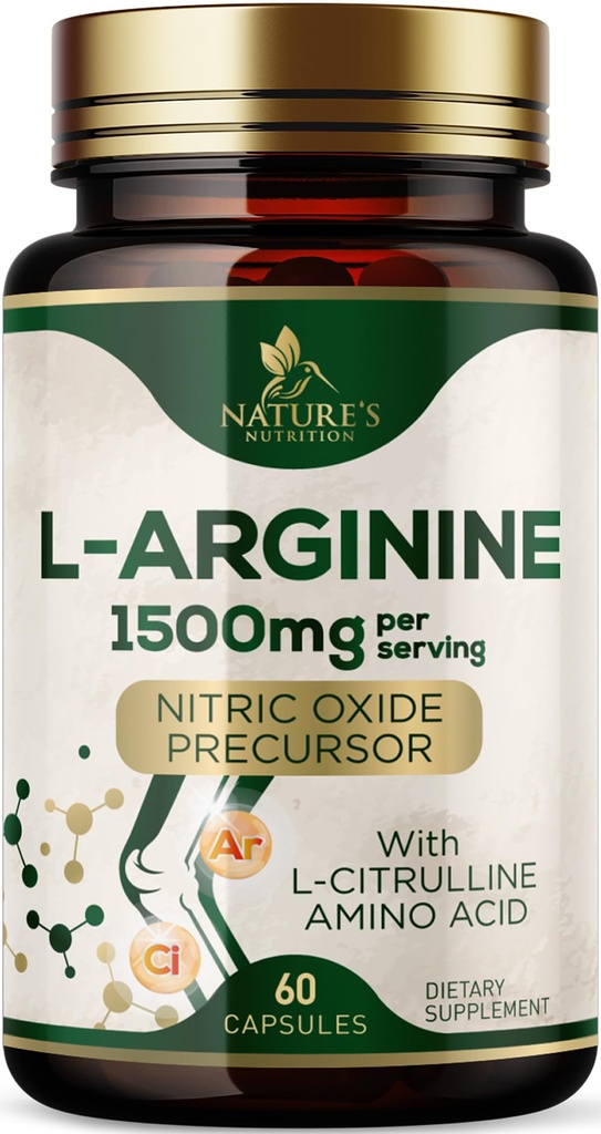 L- Arginin Extra Pevnost Dodatek s L- Citruline - Svalová podpůrná přírodní oxid dusnatý Prekurzor Booster - Heart Health Support - Amino Acid Energy Blend pro muže, USA Lahve - 60 Kapsle