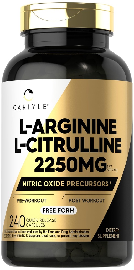 Carlyle L- Arginine L- Citrulline Supplementary 124; 2250mg Supplementary 124; 240 Práškové kapsle 124; Prekurzory oxidu dusnatého 124; Volné formuláře 124; Non- GMO & Gluten zdarma