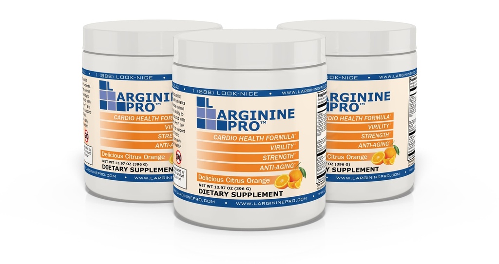 L- ARGINININE PRO MODEL124; 5,500mg L- Arginin Plus L- Citrulin 1,100mg Orange Powder Drink Mix Supplement pro zvýšení výroby oxidu dusnatého