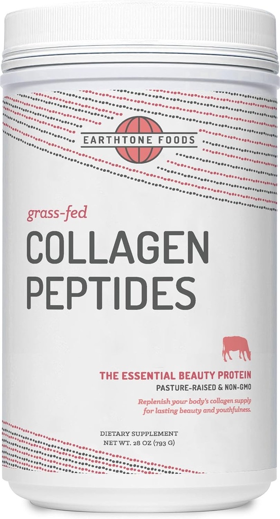 EARTHTONE Grass- Fed Collagen Peptides Powder 28 oz Foods - Hydrolyzované, non-GMO - Neochucené - pro ženy a muže - Přírodní protein dodatek - Paleo a Keto Friendly