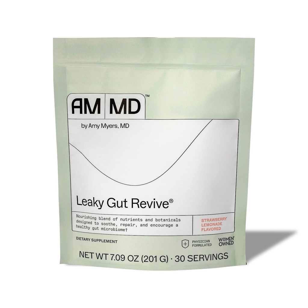 Amy Myers MD Leaky Gut Revive - Gluten- Free & Non- Dairy - Botanická směs pro zdravou Gut Support - GI Zdravotní podpora s prebiotickým vláknem - Strawberry Lemonade, 7.09 oz (30 Servings)