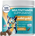 Solid Gold Dog Multivitamin - Soft Dog Vitamíny a doplňky Chews - All- in- One Heart, Imunite, Brain, Skin, Coat & Gut Health Support w / Vitamin C, B12, Probiotika a antioxidanty - Bacon Flavor 120ct