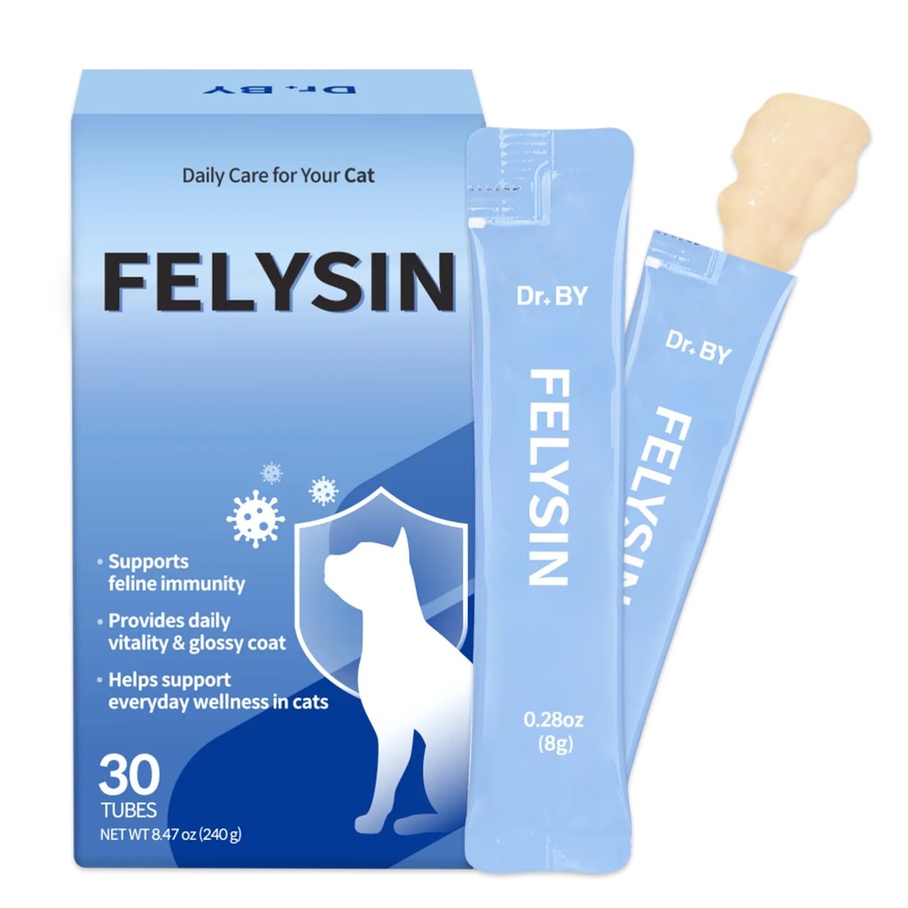 Doctor By FELYSIN L-Lysin pro kočky Lickable Imunitary Supplement Alergie Relief, Nusní, Runny Nose, Studený, Watery Eyes Respirační zdraví s Beta- Glucan & Taurin - 30 Individuálně balené