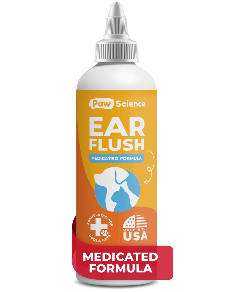 Paw Science Dog Ear Cleaner - Cat & Dog Uar Infection Treatment - Medicated Pet Uar Wash, Flush, and Cleaning Solution for Dogs and Cats - Remedy for Itchy Yeast Relief