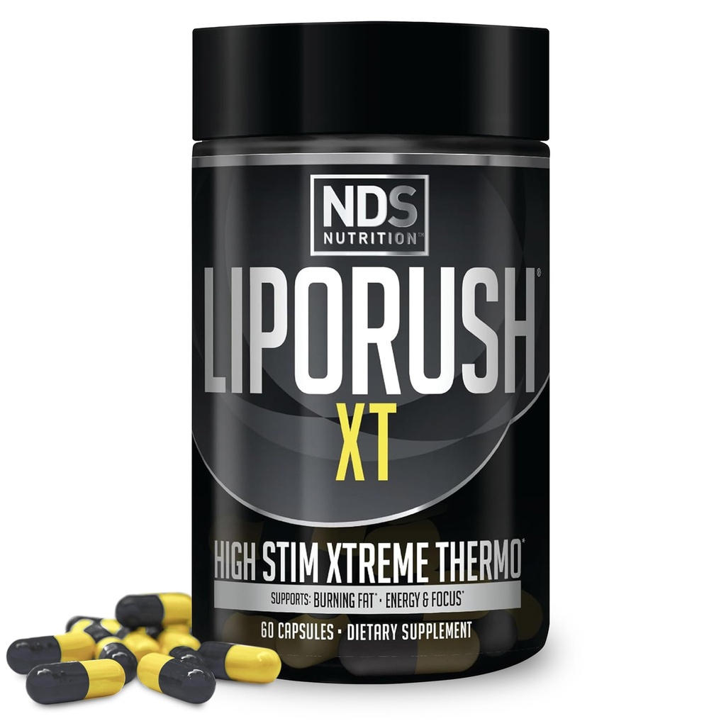 LIPORUSH NDS Nutrition XT - Super koncentrovaný termogenní s L- karnitin a teakrin pro drcení tuku - Podporuje maximální energii, zaměření, Calorie spalování, Diuretické, Appetite Control (60 Kapsle)