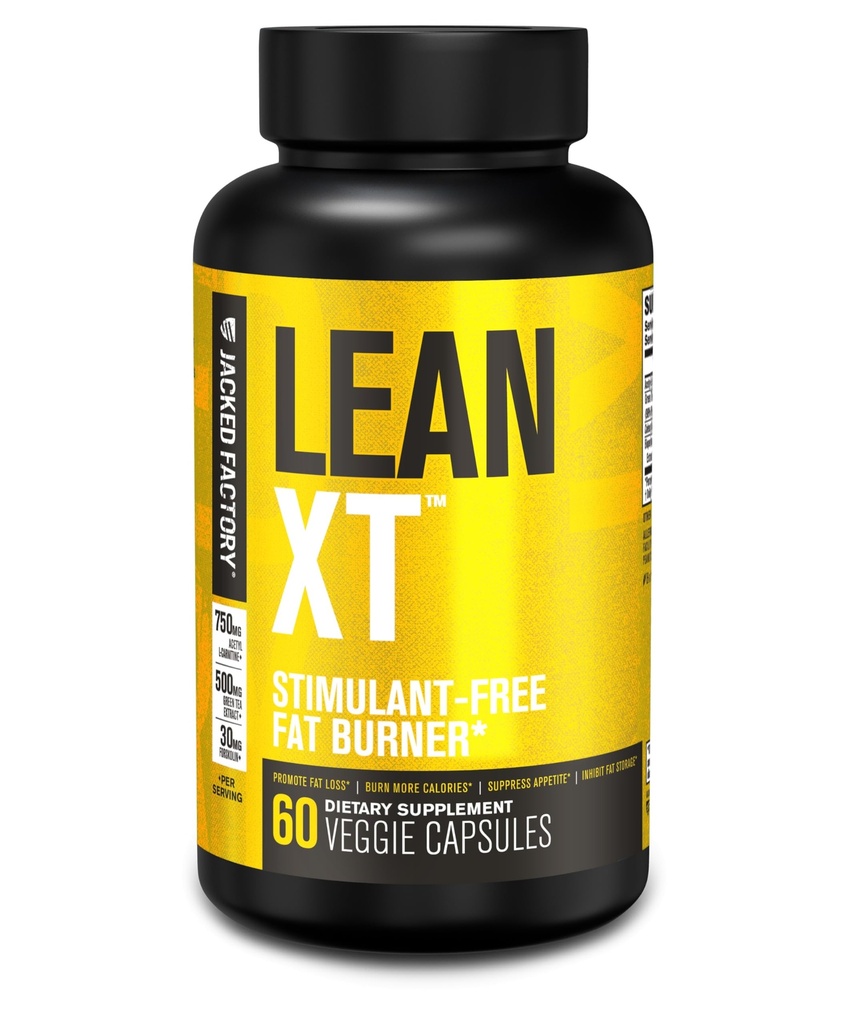 Jacked Factory Lean-XT Caffeine Free Fat Burner - Non Stim Weight Loss Supplement, Appetite Suppressant & Metabolismus Booster I124; Acetyl L-Carnitin, Green Tea Extract, Forskolin - 60 Natural Diet Pills