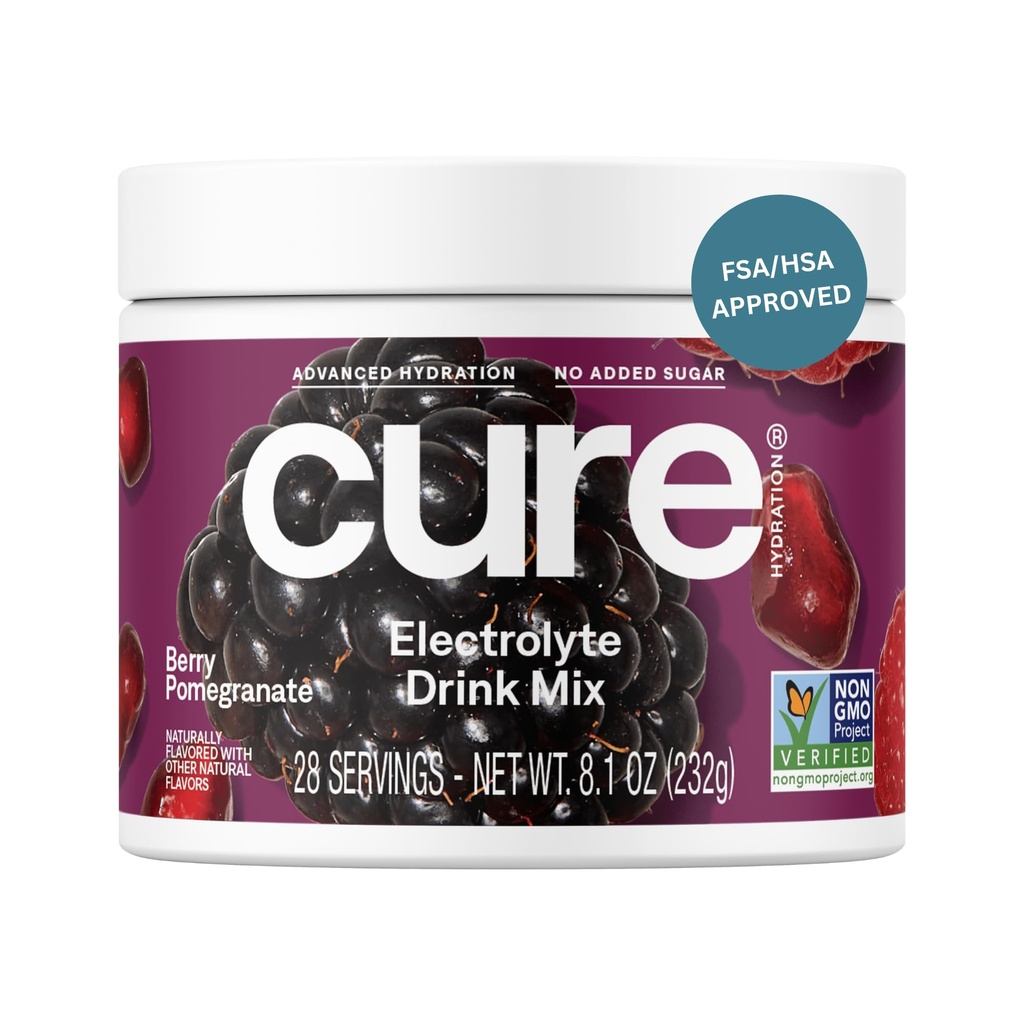 Léčba Hydratace 124; Plant- based Electrolyte Drink Mix 124; No Add Sugar CLAS124; FSA- HSA CLAS124; Dehydratace Relief Powder Made with Coconut Water CLAS124; Non- GMO CLAS124; Vegan CLAS124; 28 Servings Jar - Berry Pomegranate