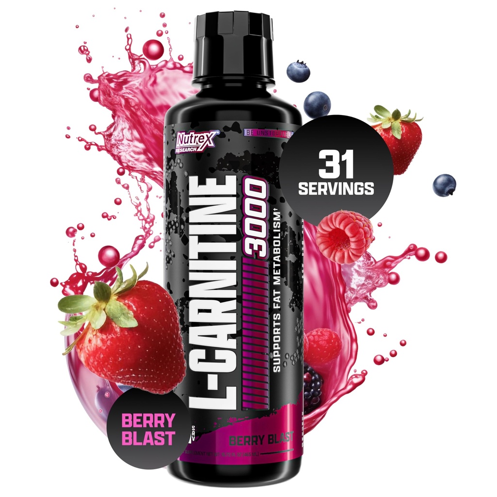 Nutrex Research L- Carnitin 3000 (31 Služeb, Berry Blast)