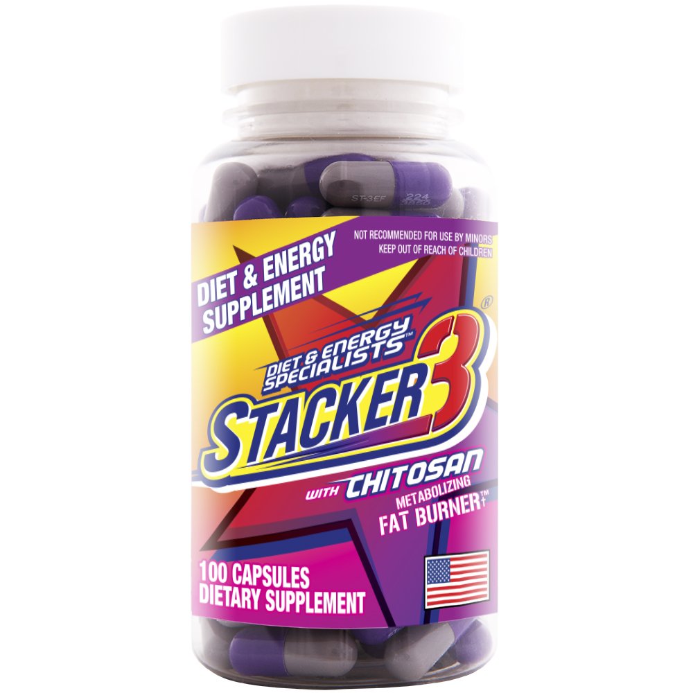 Stacker 3 Metabolizující spalovač tuků s Chitosan, Kapsle, 100Count láhev