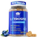 L Tyrosine Focus Supplement Gummies 1100mg pro dospělé, Mozkové doplňky pro paměť a soustředění, L-Tyrosinové gumy s Ashwagandha, I-Theanine pro klid a nálady - Vitamin B6 & B9 pro Energy- Vegan, 60ct