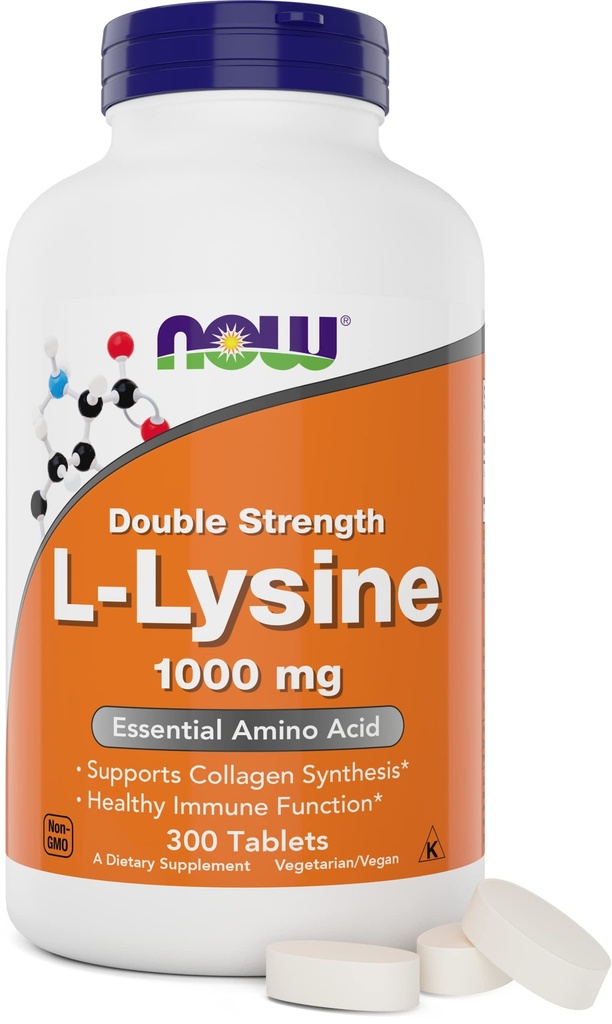 Nyní potraviny L- Lysin 1000mg - Dvojitá síla - 300 Tablet - Non- GMO Amino Acid Supplementary (Lysin Hydrochloride) - 1000 mg Tabs - Vegan / Vegetarian