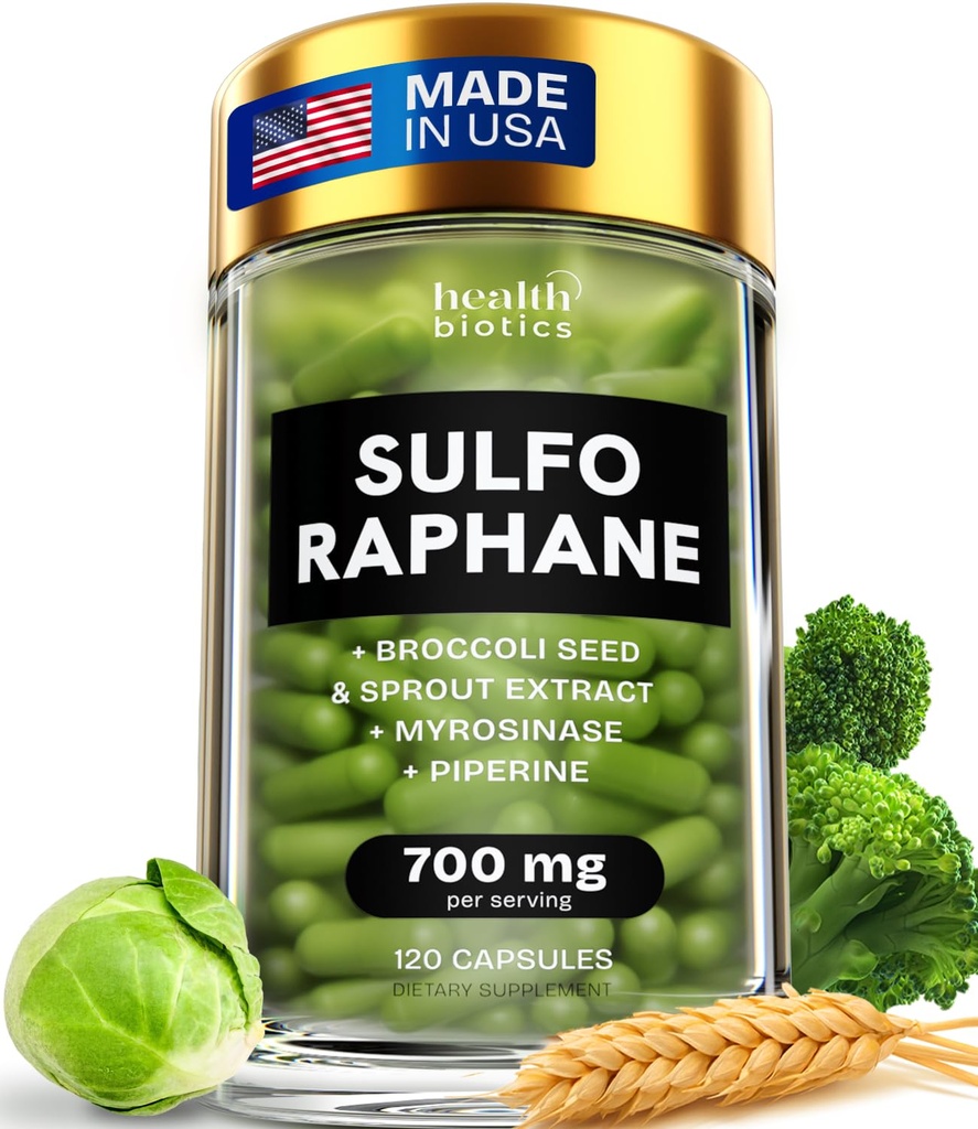 Sulforaphane doplněk Organic Brokolice Spraut 124; stabilizovaný Sulforaphane z Brokolice Florets & Seeds 124; Organic Sulfur doplňky 120 pilulky 124; 1 balení