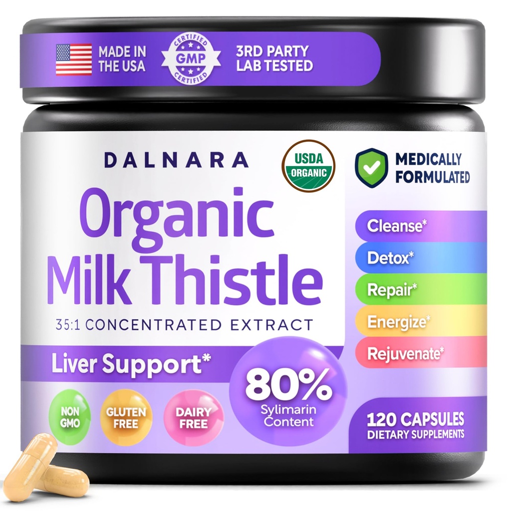 Tloušťka mléko Kapsle 120 Počítá, Premium Bylinné Játra Support Formule, Non- GMO a Third- Party Testováno, Podporuje přírodní detox, Čištění a opravy
